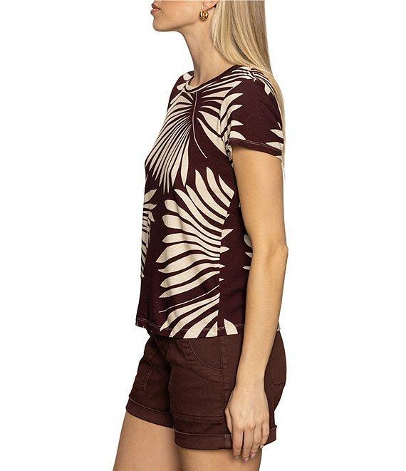 Sanctuary The Perfect Tee Palm Print Crew Neck Short Sleeve Top Product Image