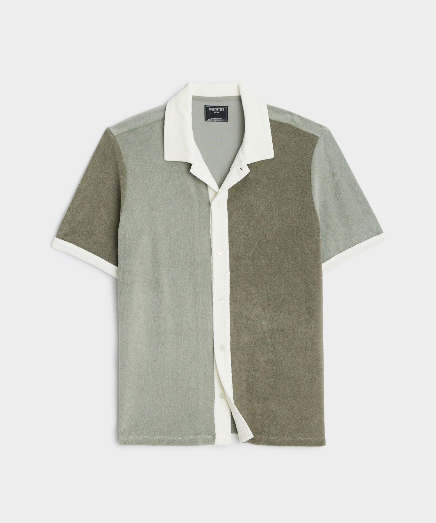 Colorblock Terry Beach Polo in Soft Sage Product Image