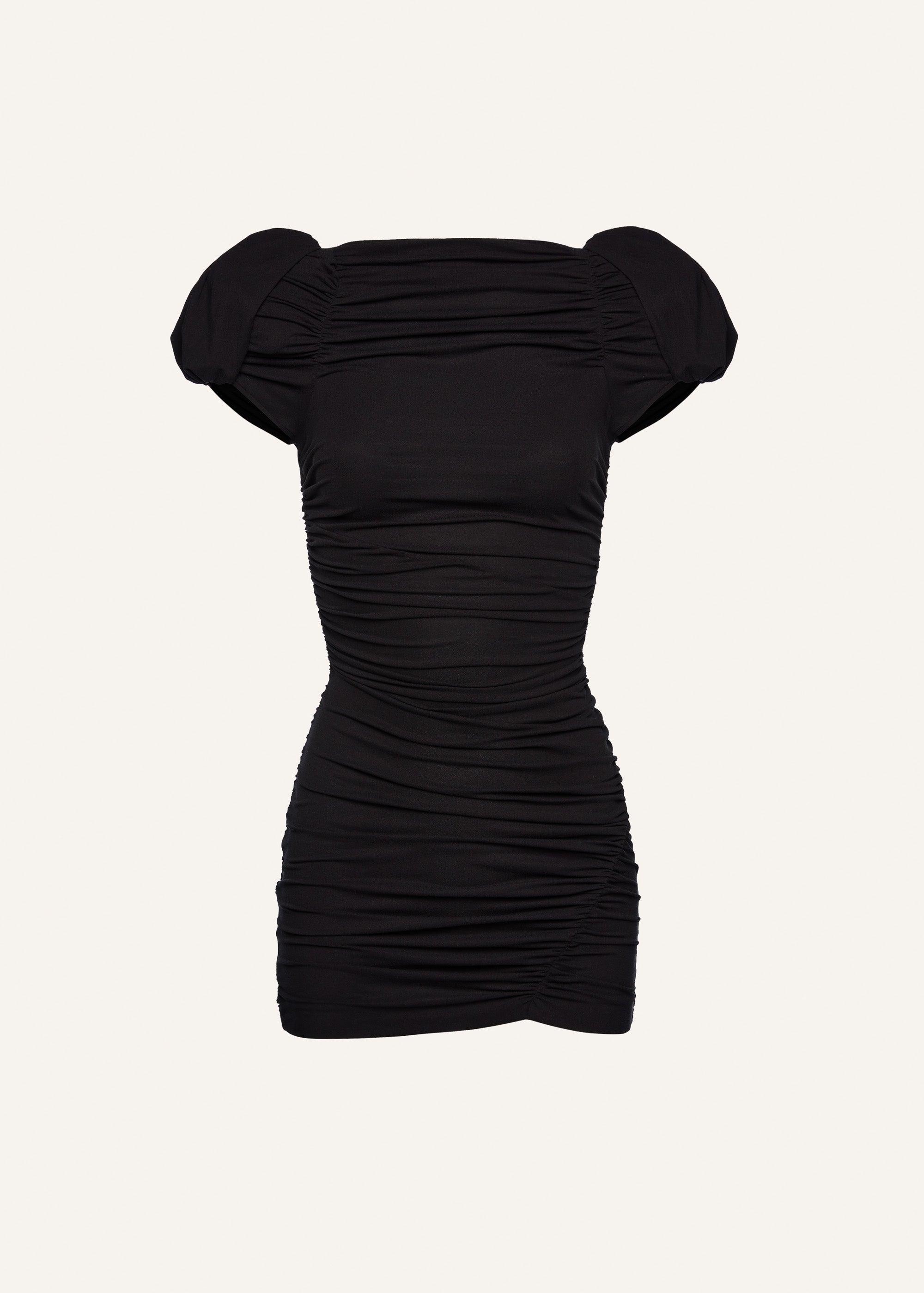 Puff sleeve mini dress in black Product Image