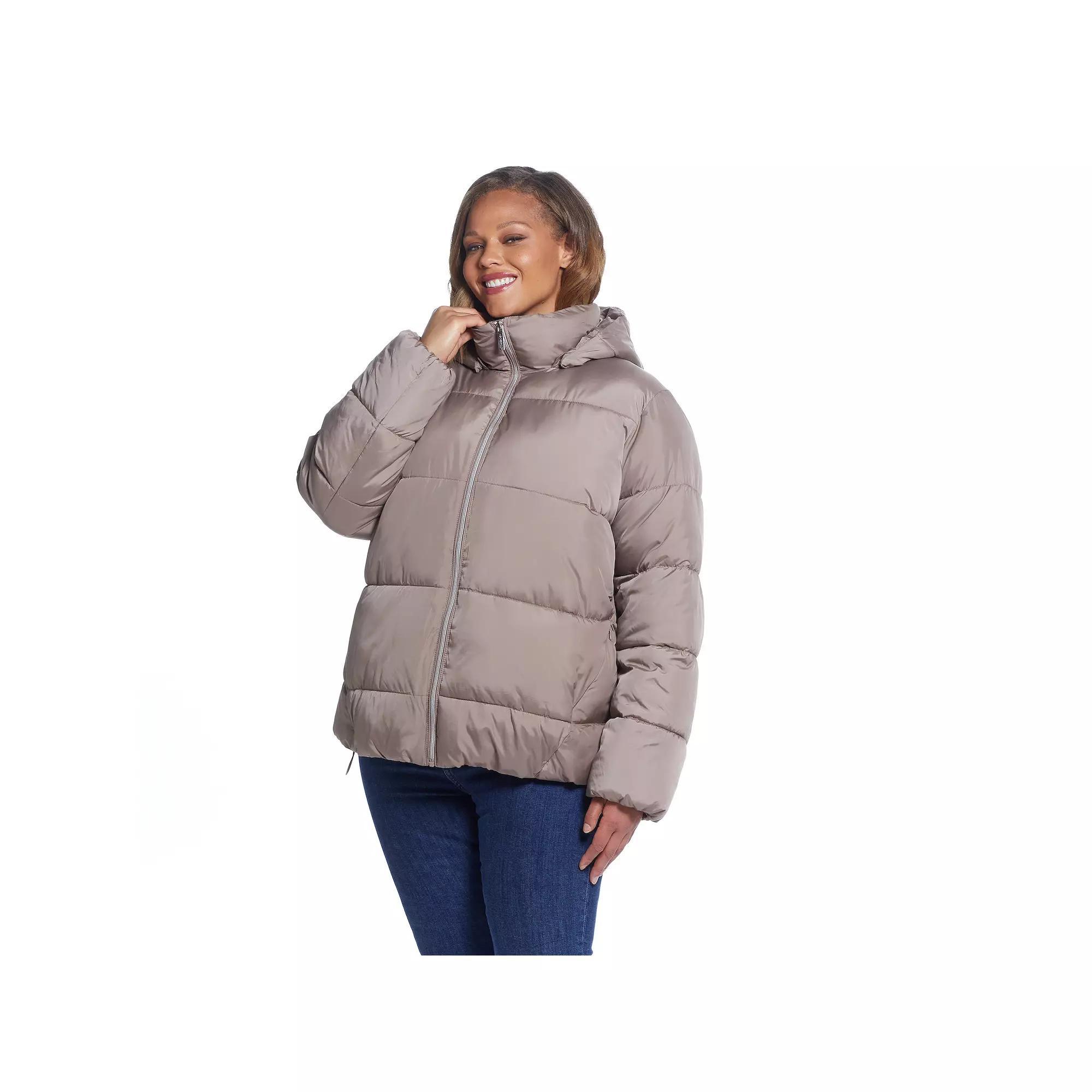 Plus Size Weathercast Hood Puffer Coat, Women's, Size: 2XL, Brown Product Image