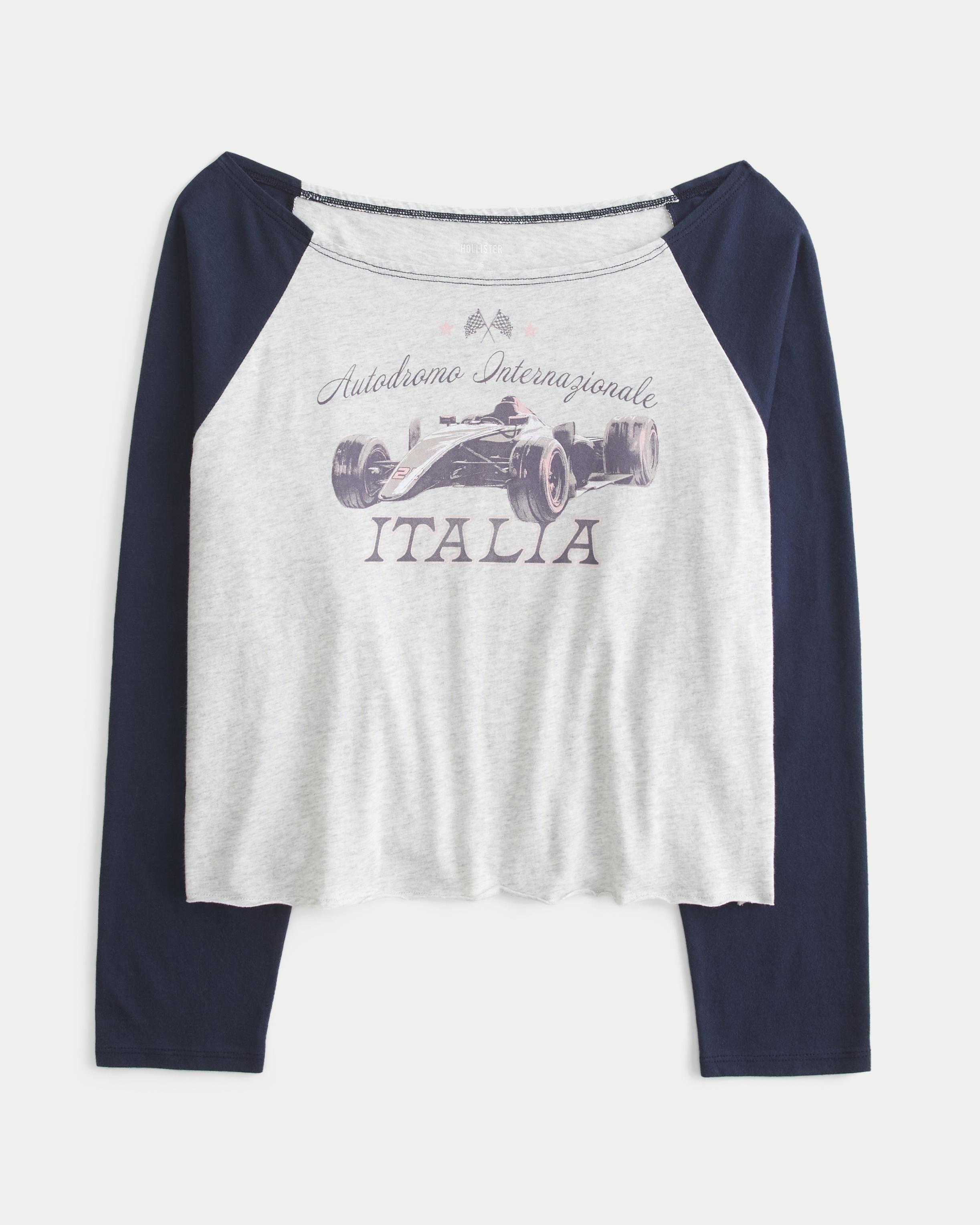 Oversized Long-Sleeve Racing Graphic Tee Product Image