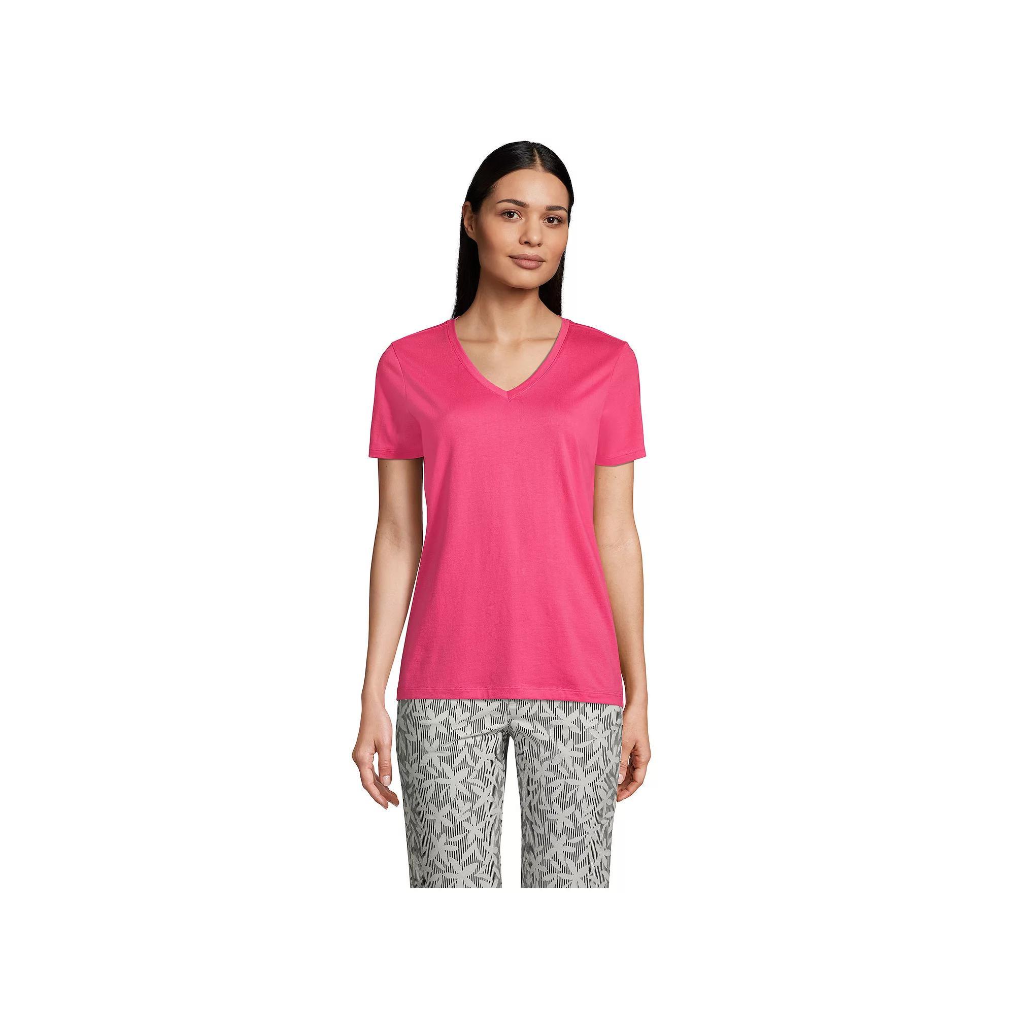 Petite Lands' End Relaxed-Fit Supima Cotton V-Neck Tee, Women's,  Product Image