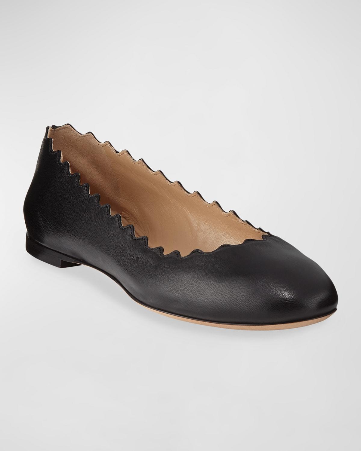 Lauren Scalloped Leather Ballet Flats Product Image