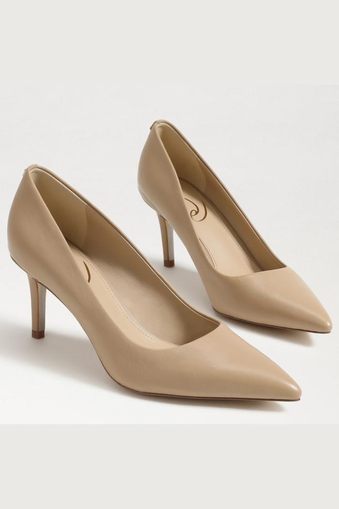 Vienna Pointed Toe Heel - Beige Leather Product Image