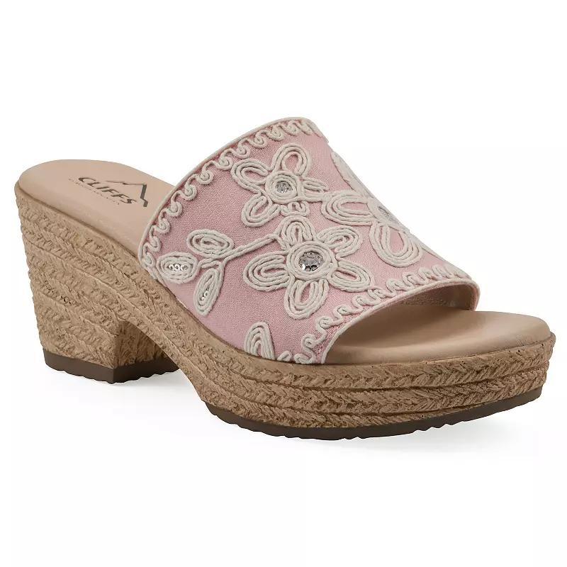 Cliffs by White Mountain Biancia Women's Floral Wedge Sandals, Size: 8.5 Medium, Lt Pink Fabric Product Image