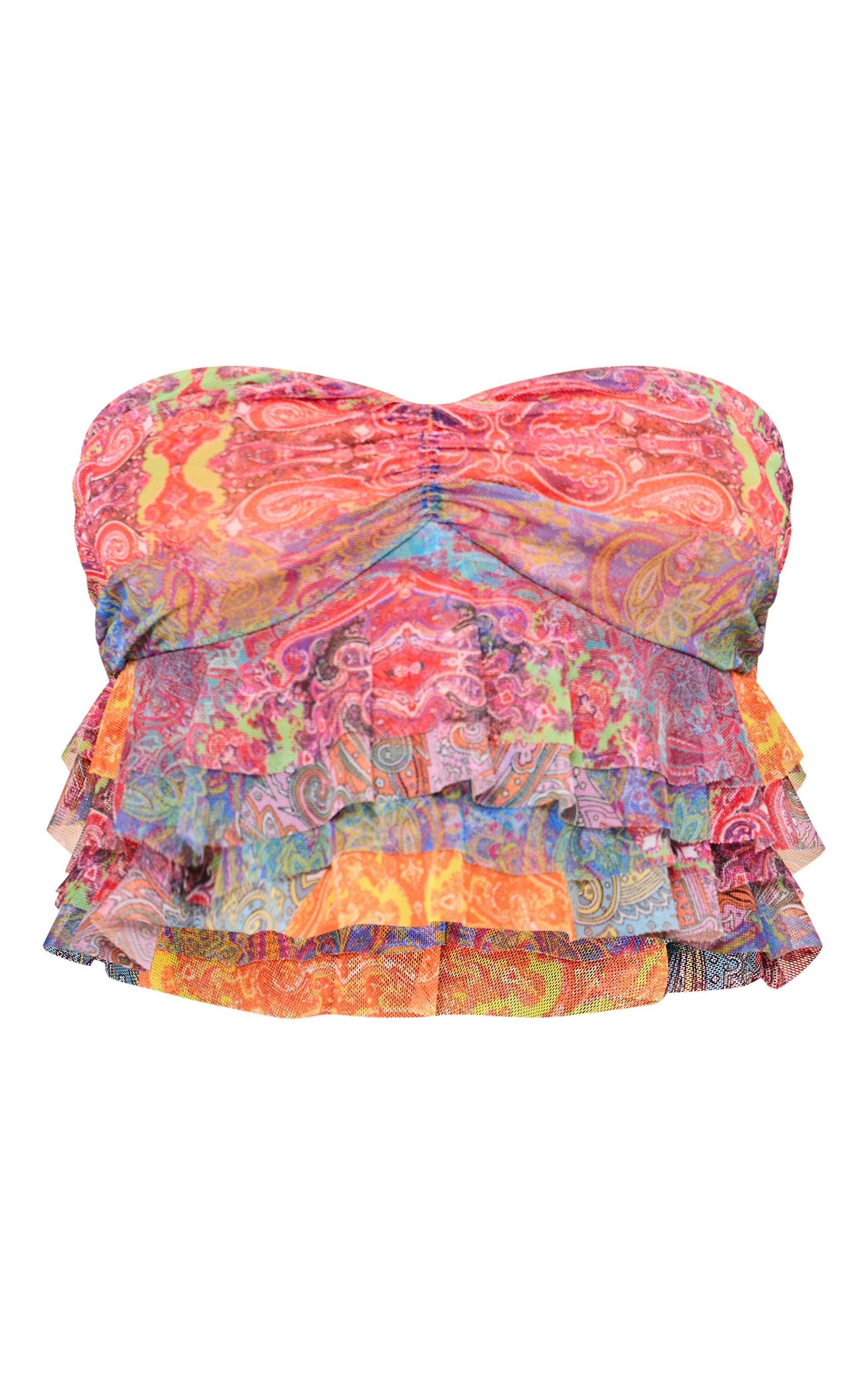 Multi Printed Ruffle Mesh Bandeau Product Image