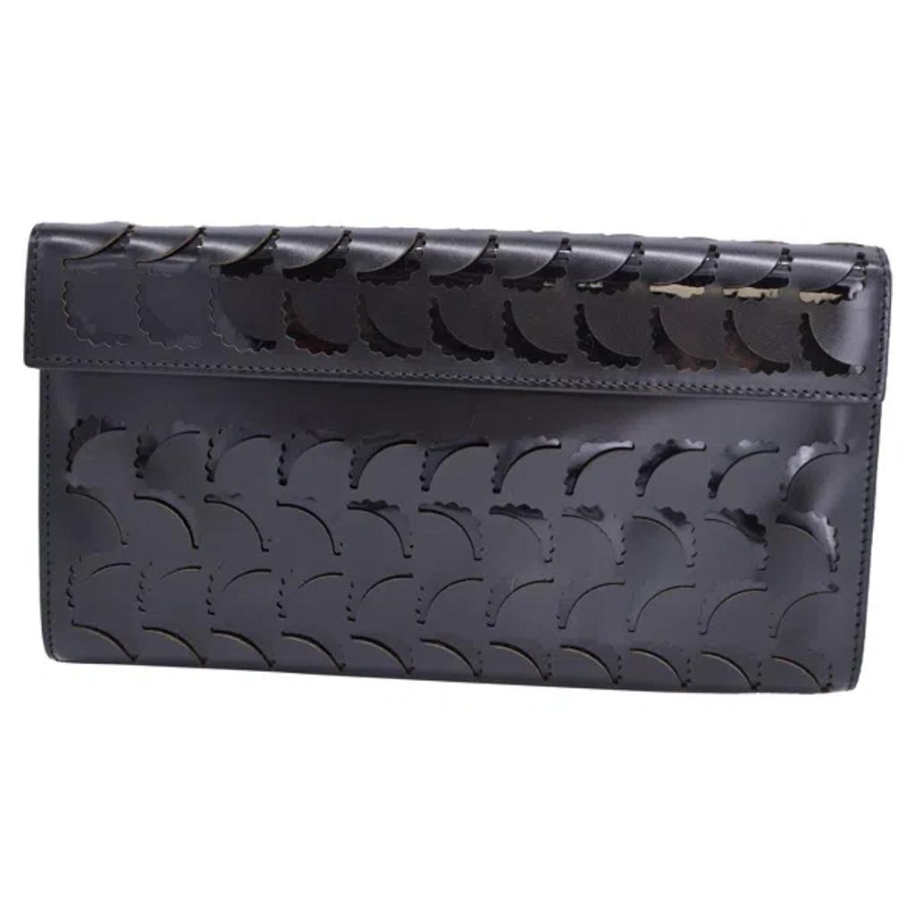 ALAÏA Laser Cut Flap Clutch In Black Leather Product Image