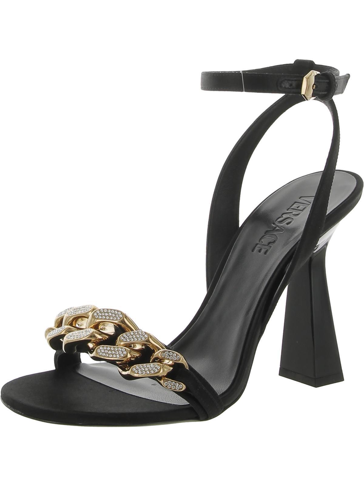 VERSACE Womens Leather Ankle Strap In Black Product Image