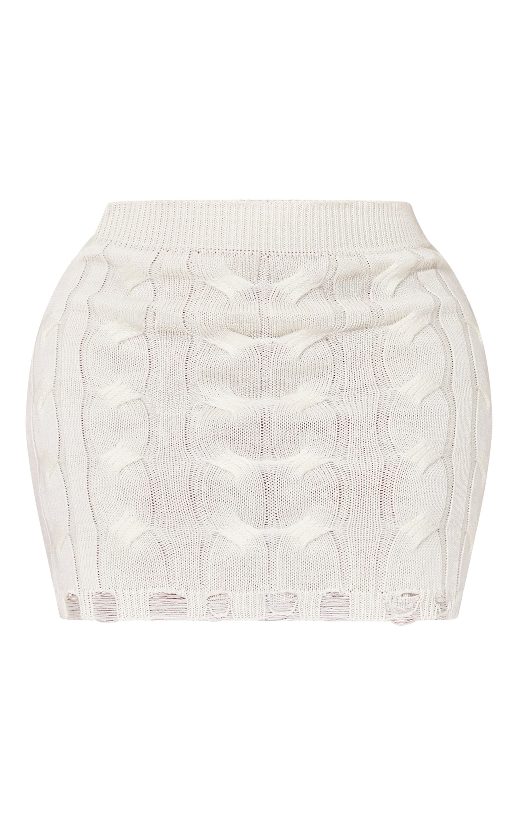 Shape Cream Knitted Mini Skirt Product Image