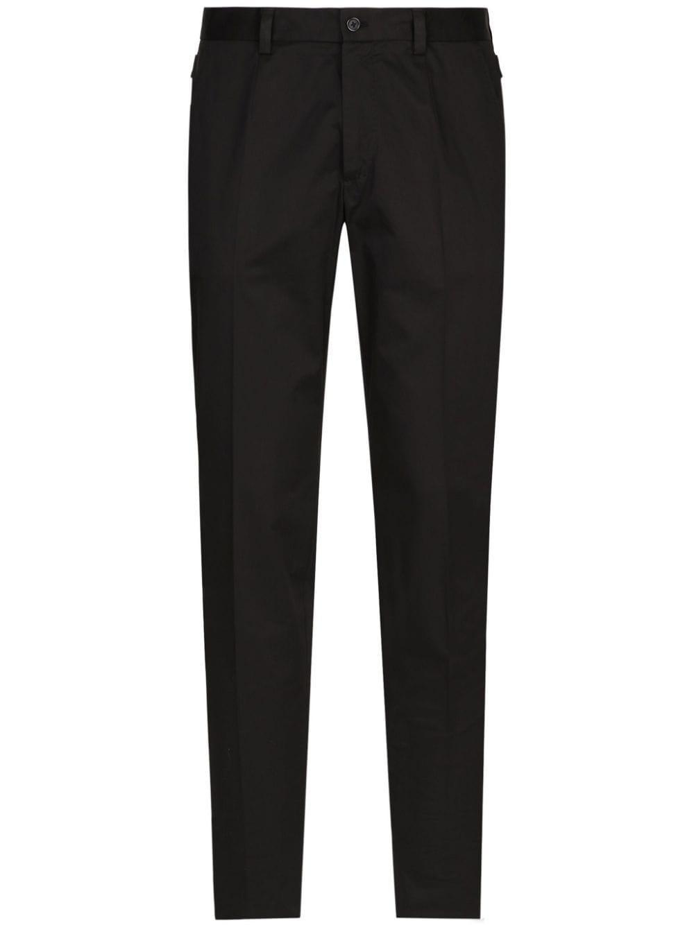 Tapered Cotton-blend Trousers In Black Product Image