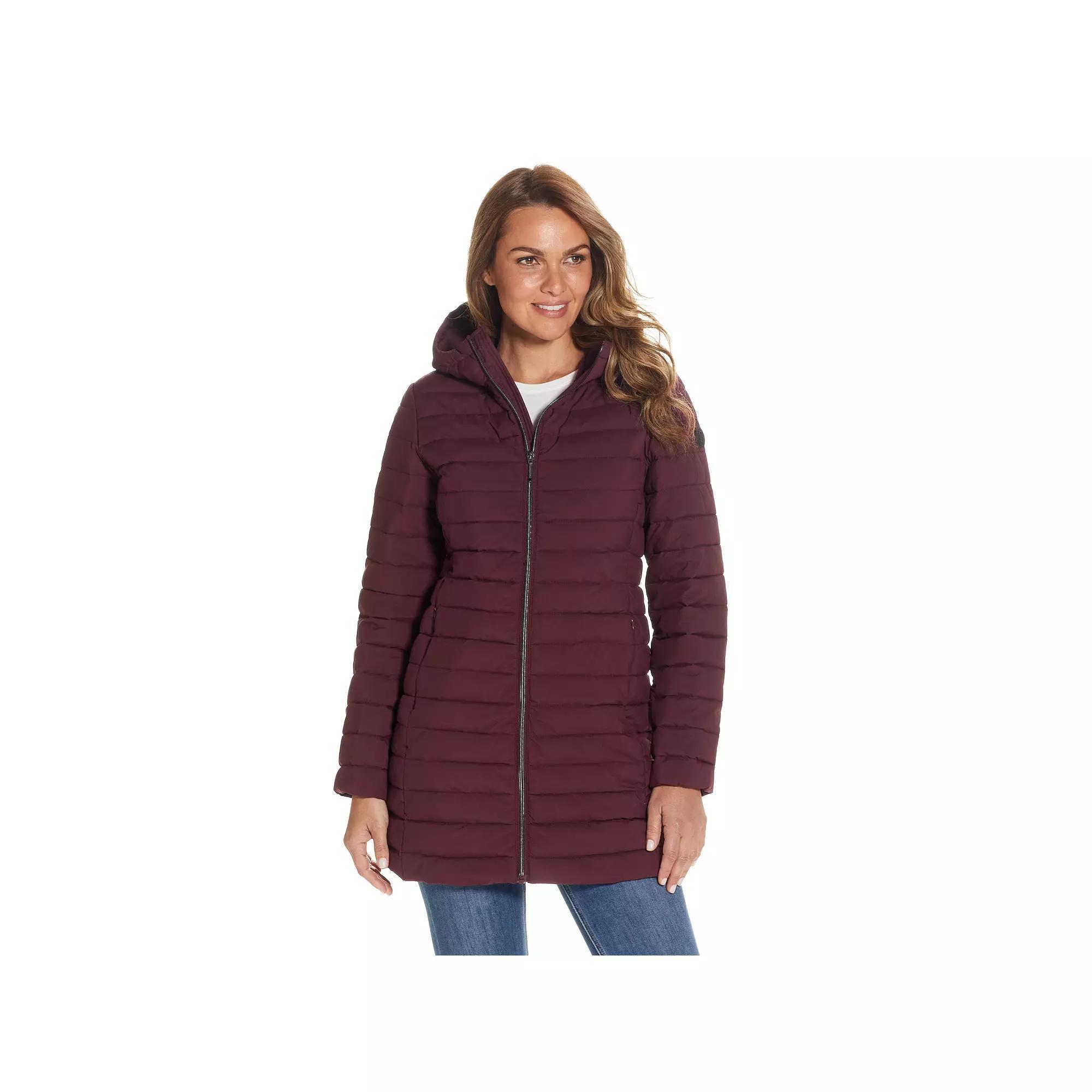 Women's Weathercast Hooded Channel Quilted Puffer Jacket, Size: Small, Merlot Product Image