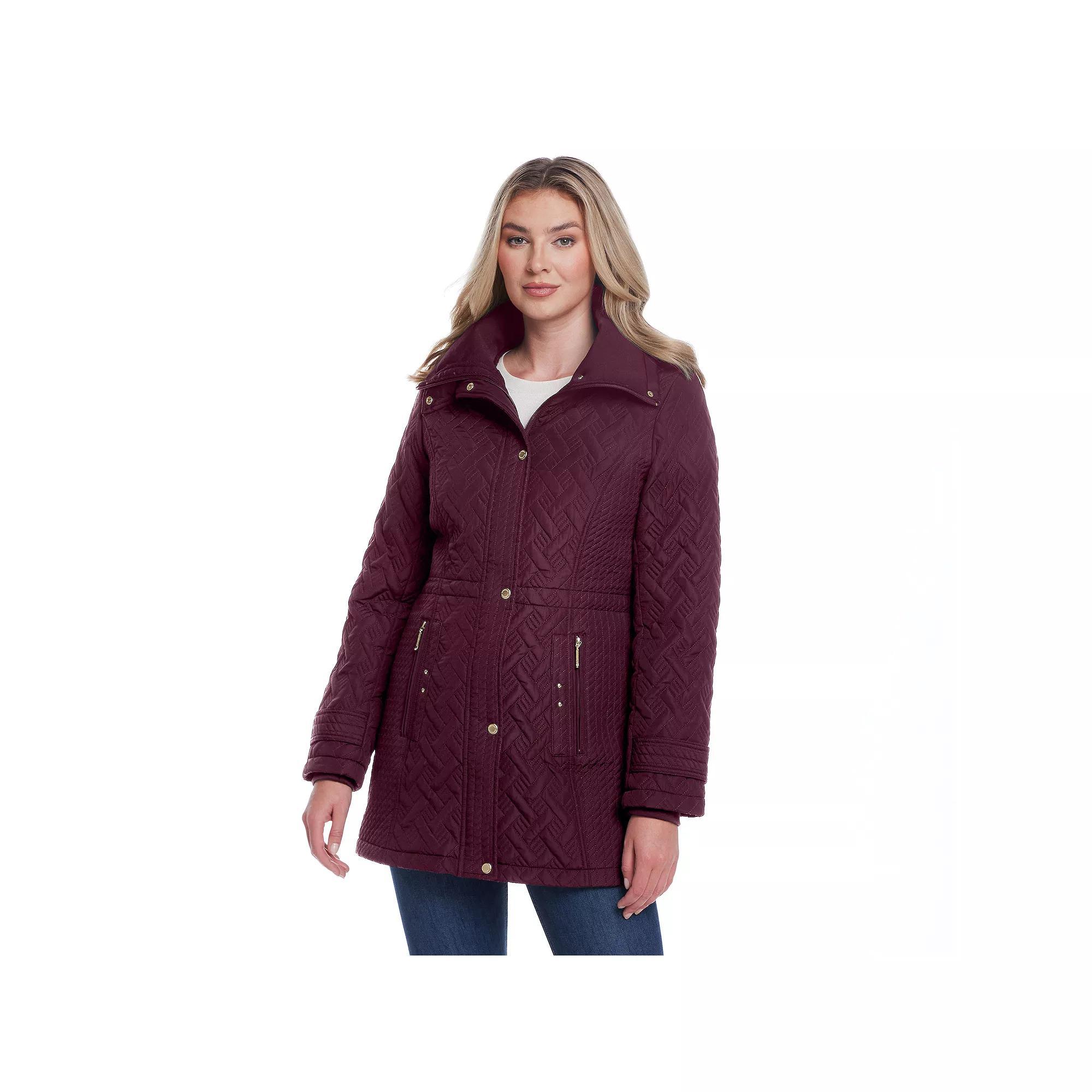 Women's Weathercast Knit Collar Quilted Jacket, Size: Medium, Black Product Image