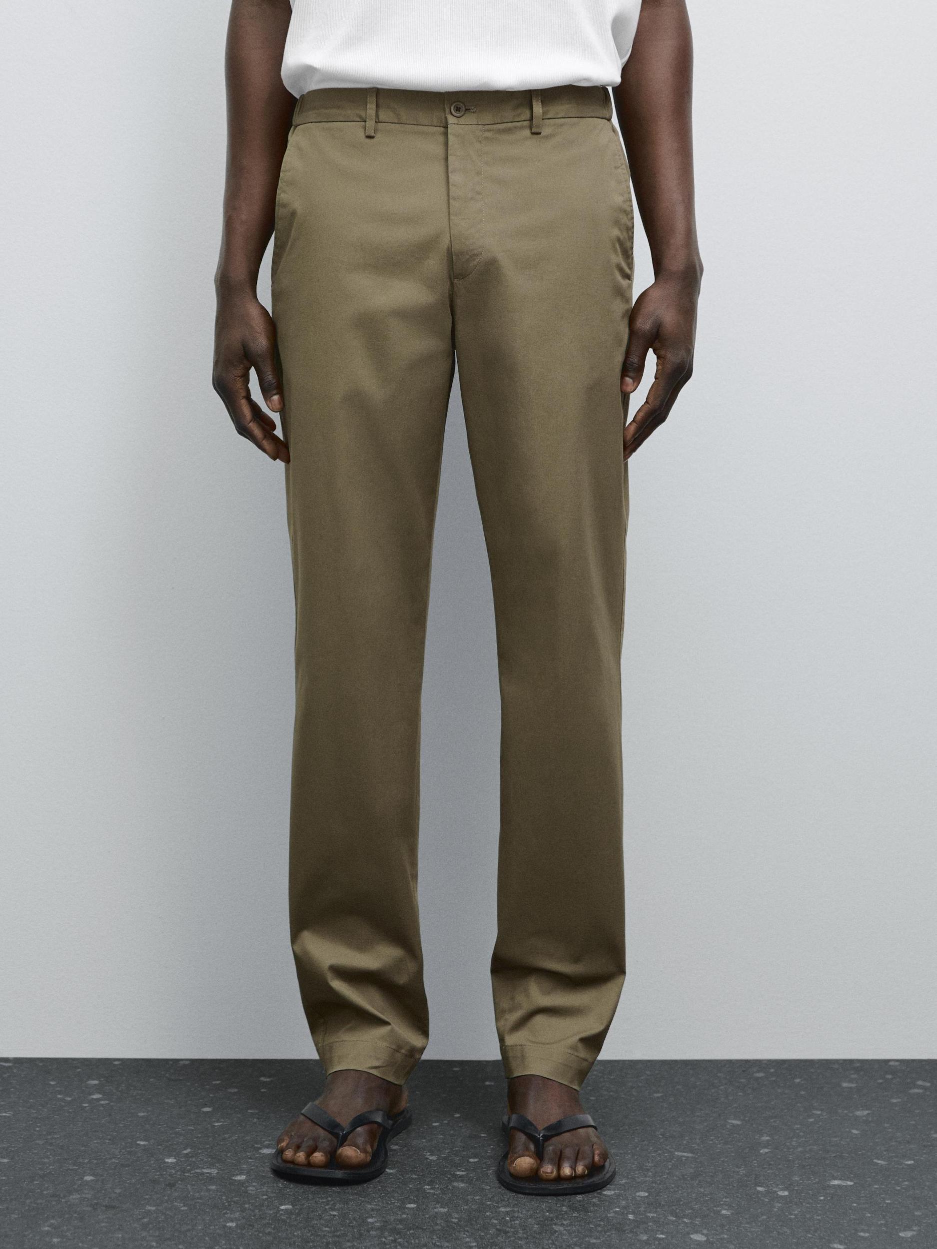 Cotton blend tapered fit trousers Product Image