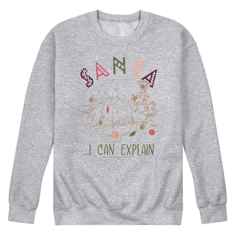 Disneys Winnie The Pooh Mens Santa I Can Explain Fleece Sweatshirt Grey Gray Product Image