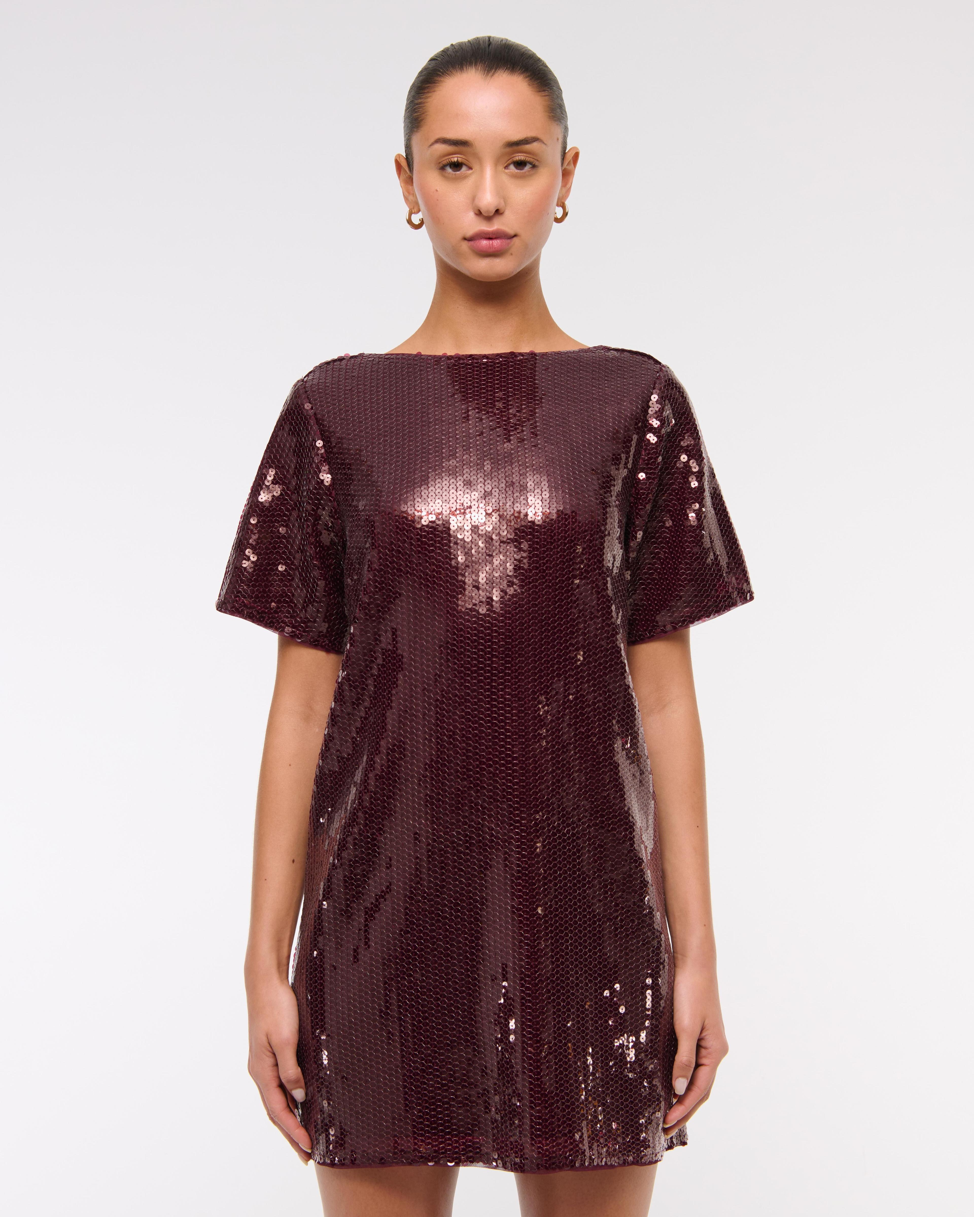 Sequin Tee Shift Mini Dress Product Image