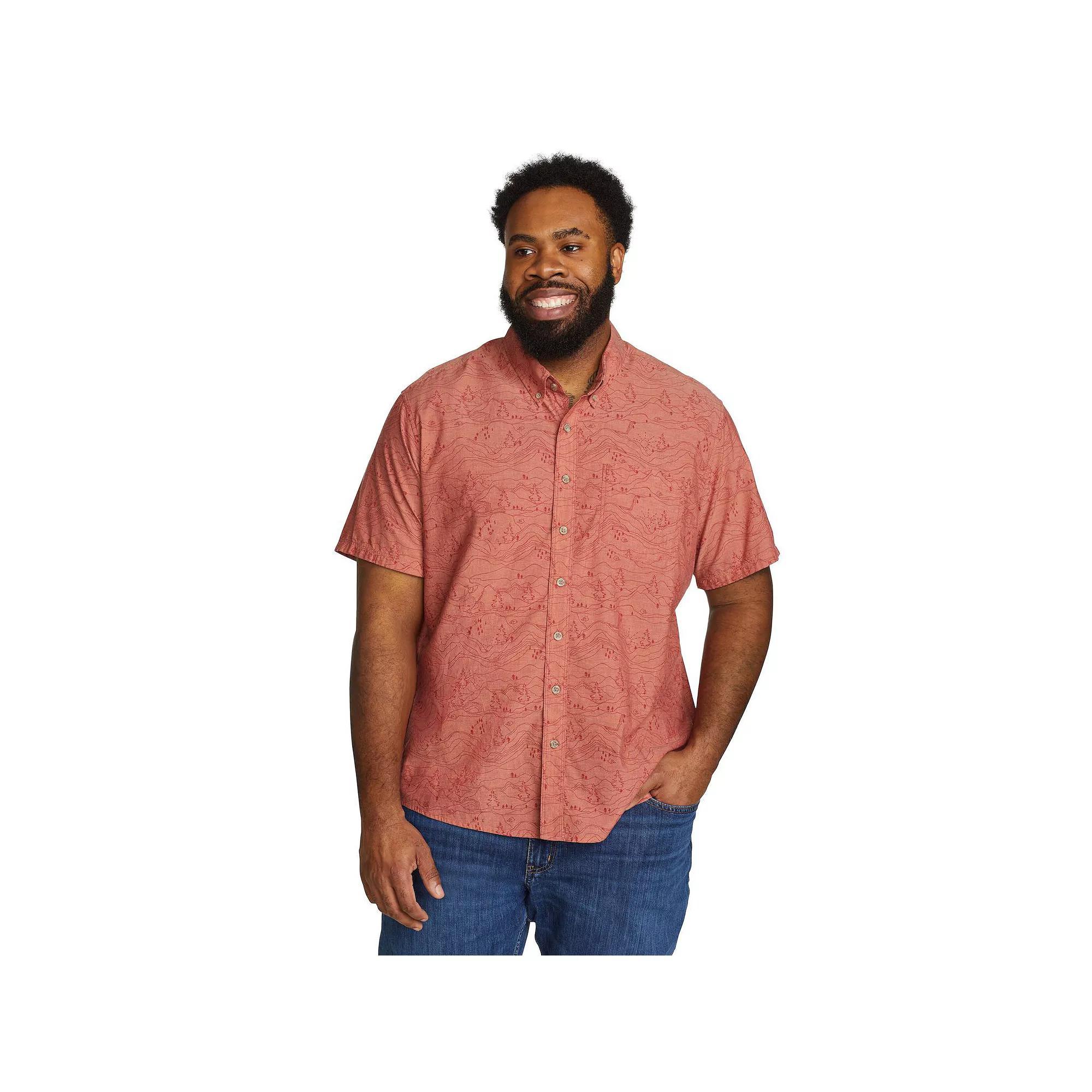 Men's Eddie Bauer Baja Print Short Sleeve Button-Down Shirt, Size: Large, Pink Product Image