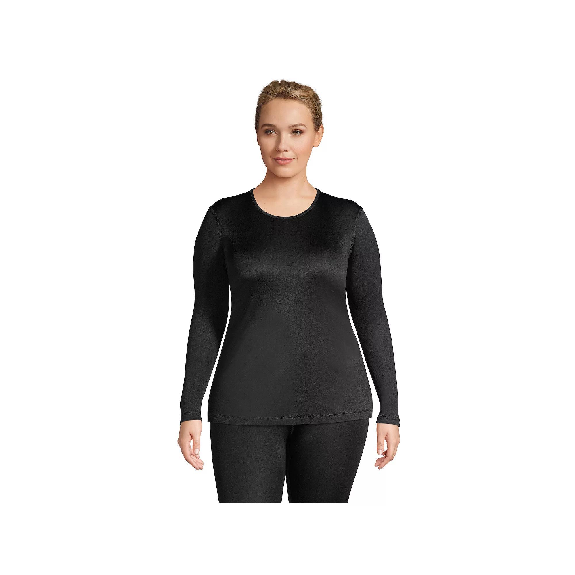 Plus Size Lands' End Silk Interlock Crewneck Undershirt, Women's, Size: 3XL, Deep  Blue Product Image