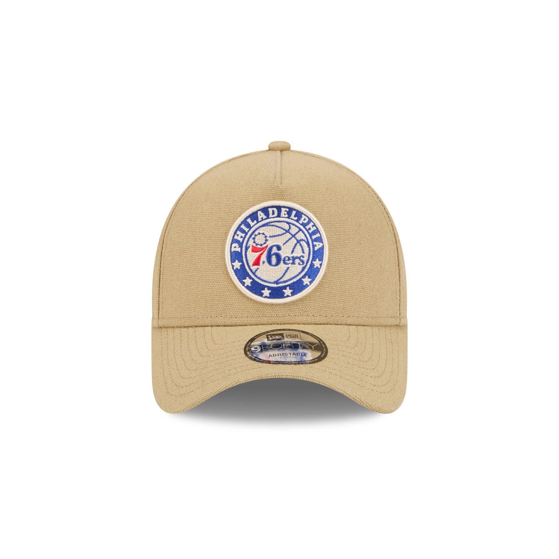 Philadelphia 76ers Logo Essentials Khaki 9FORTY A-Frame Snapback Hat Male Product Image