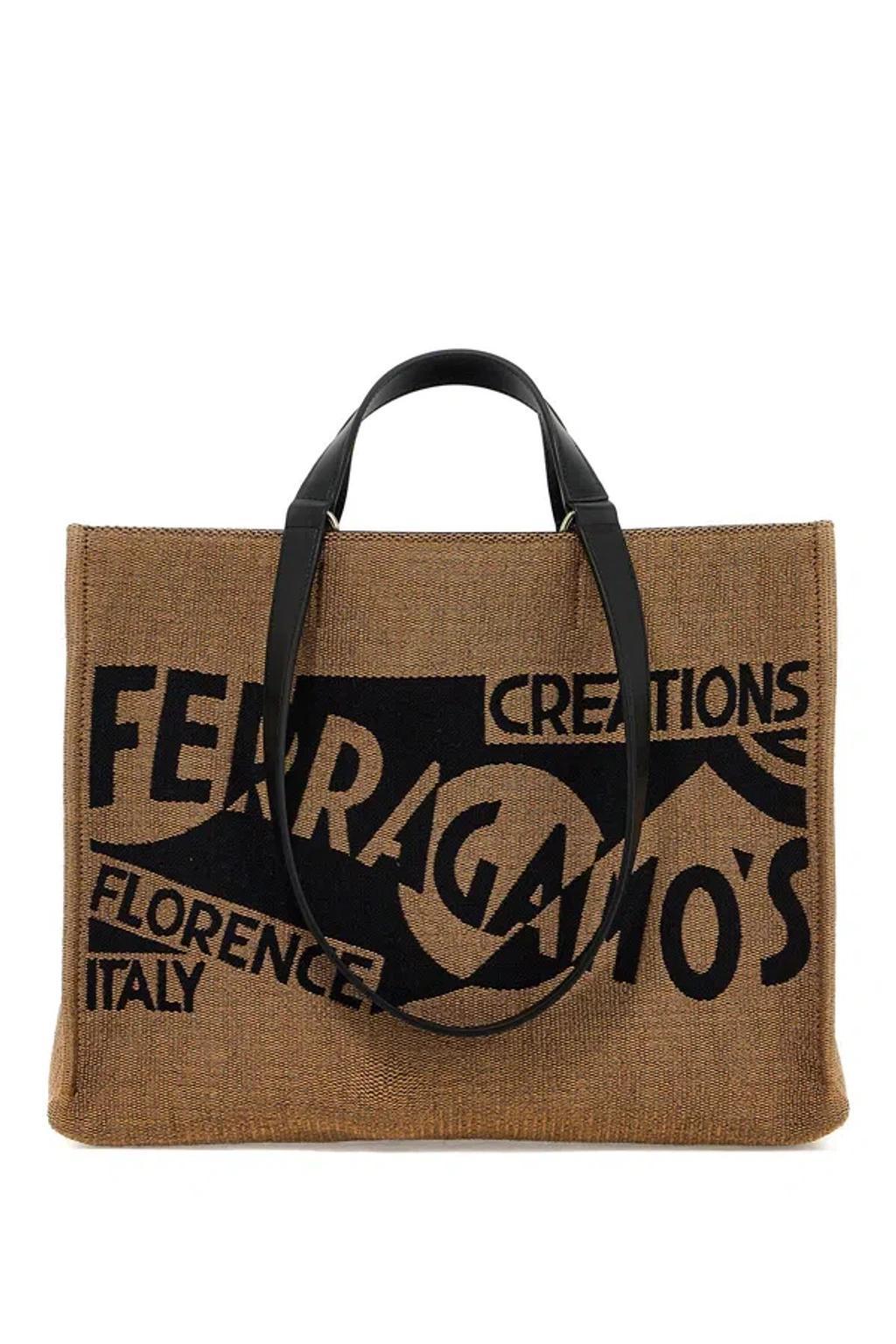 FERRAGAMO Logo Printed Tote Bag (m) In Multicolor Product Image