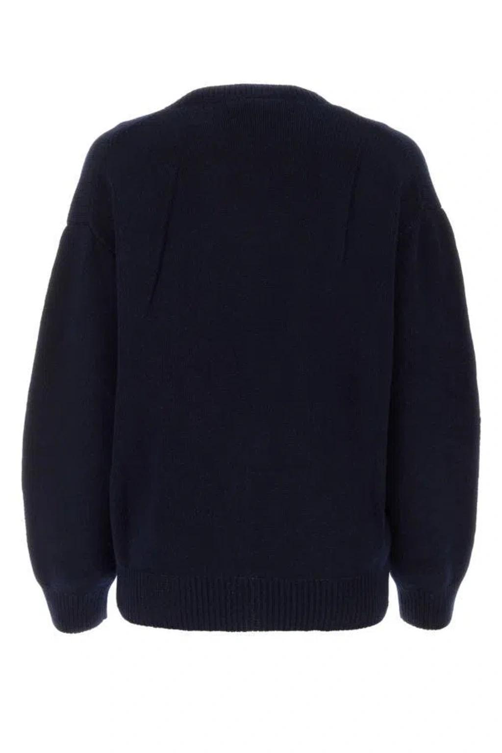 Wool And Cashmere V-neck Sweater In Blue Product Image