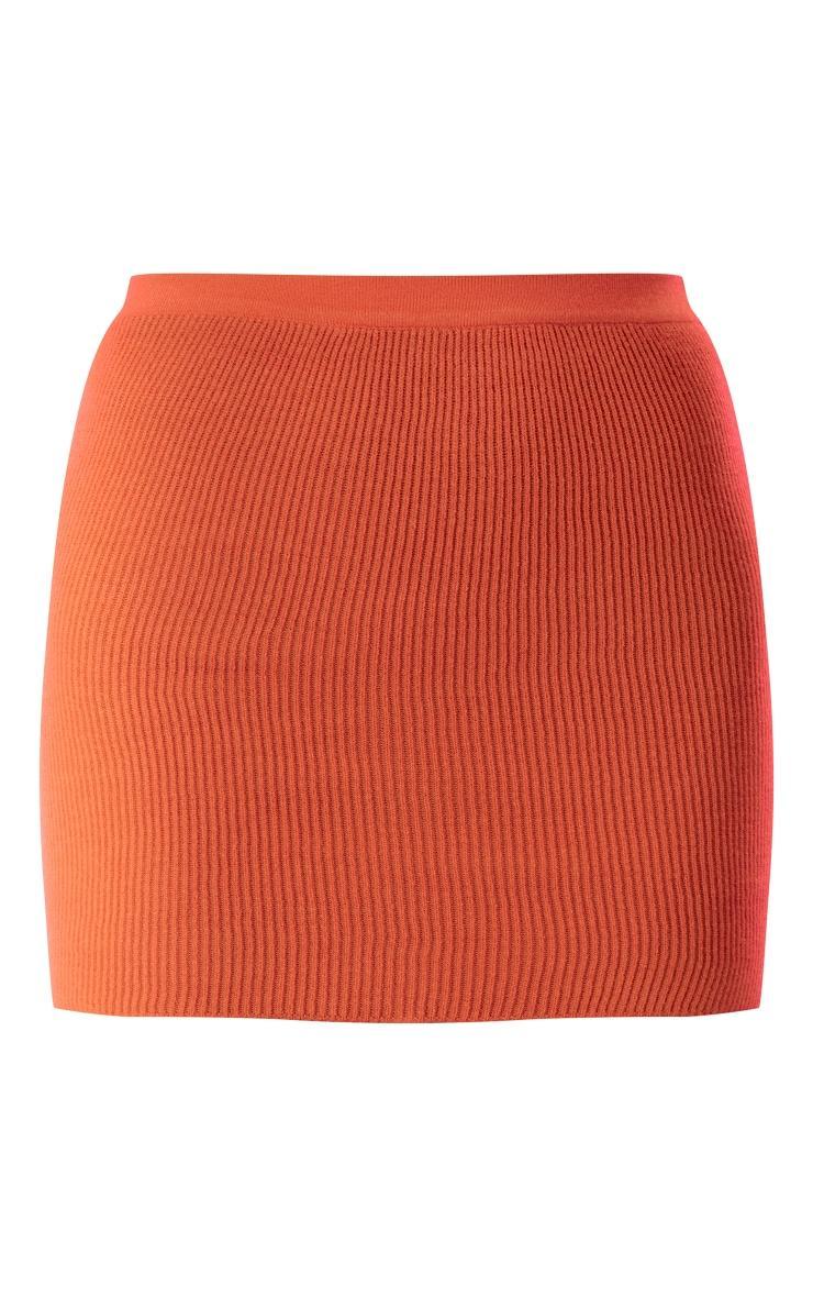 Burnt Orange Two Tone Knit Mini Skirt Product Image