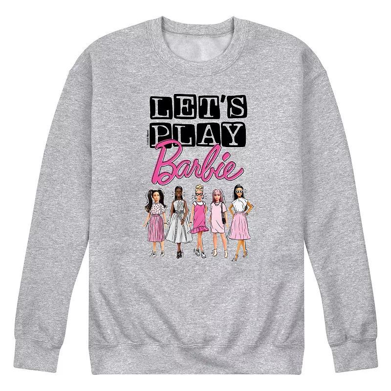 Men's Barbie Let's Play Barbie Fleece Sweatshirt, Size: XL, Gray Product Image