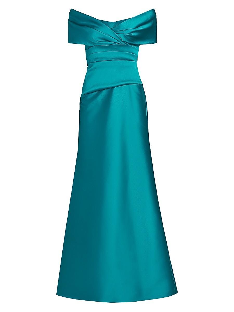 Womens Ruched Off-The-Shoulder A-Line Gown Product Image