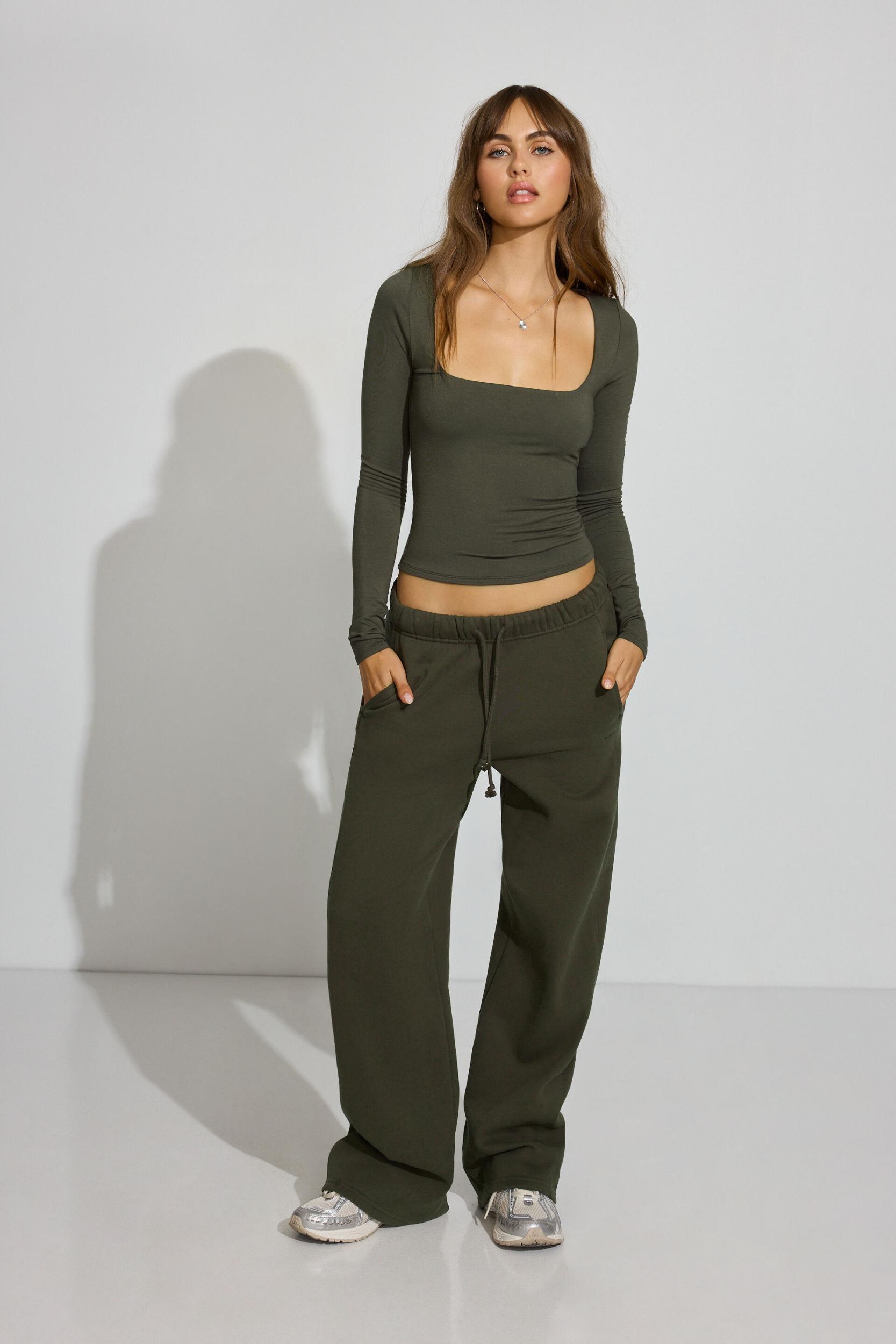 Smooth Open Neck Long Sleeve Tee Product Image