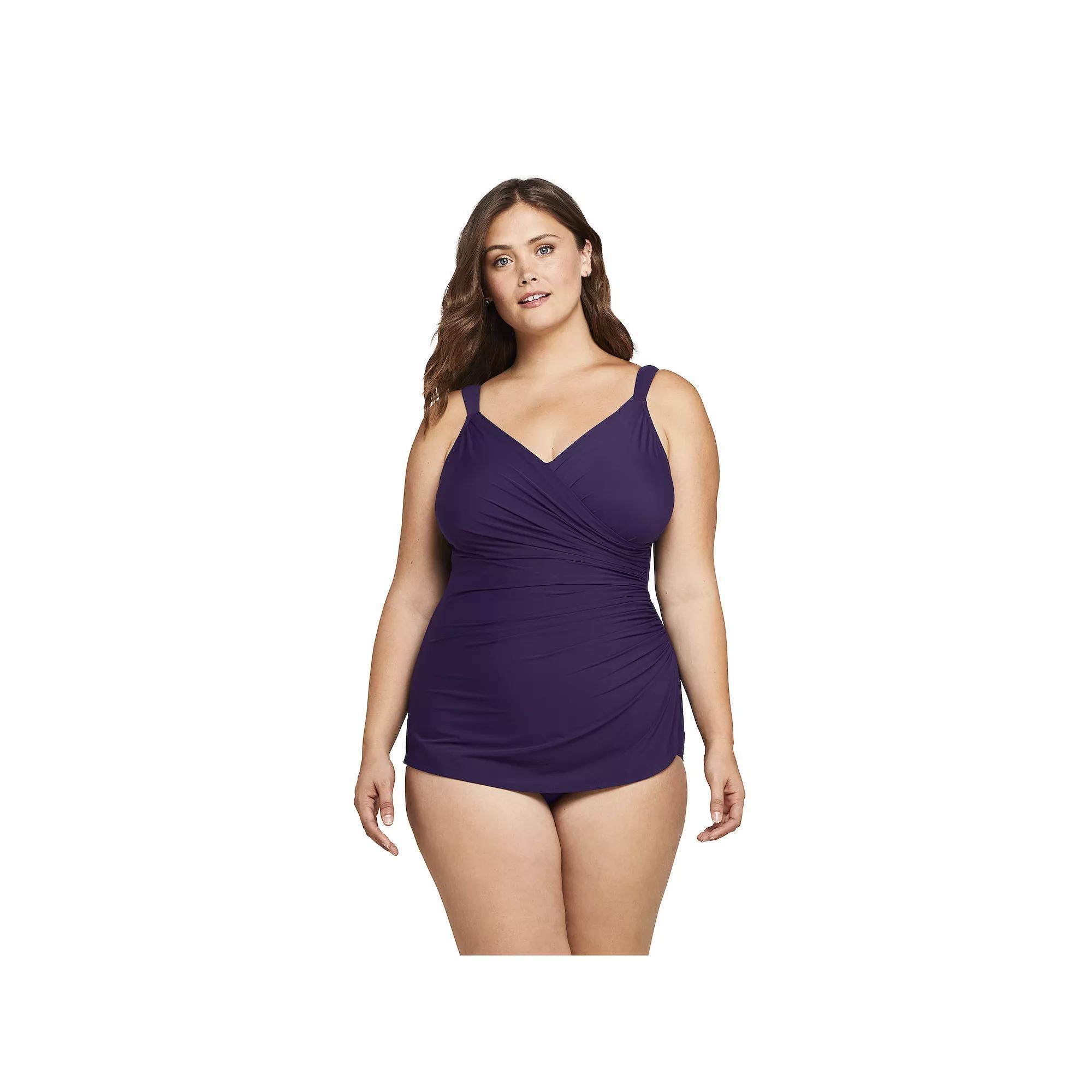 Plus Size Lands' End DD-Cup SlenderSuit Tummy Control One-Piece Swimsuit, Women's, Size: 24W Dd, Blackberry Product Image