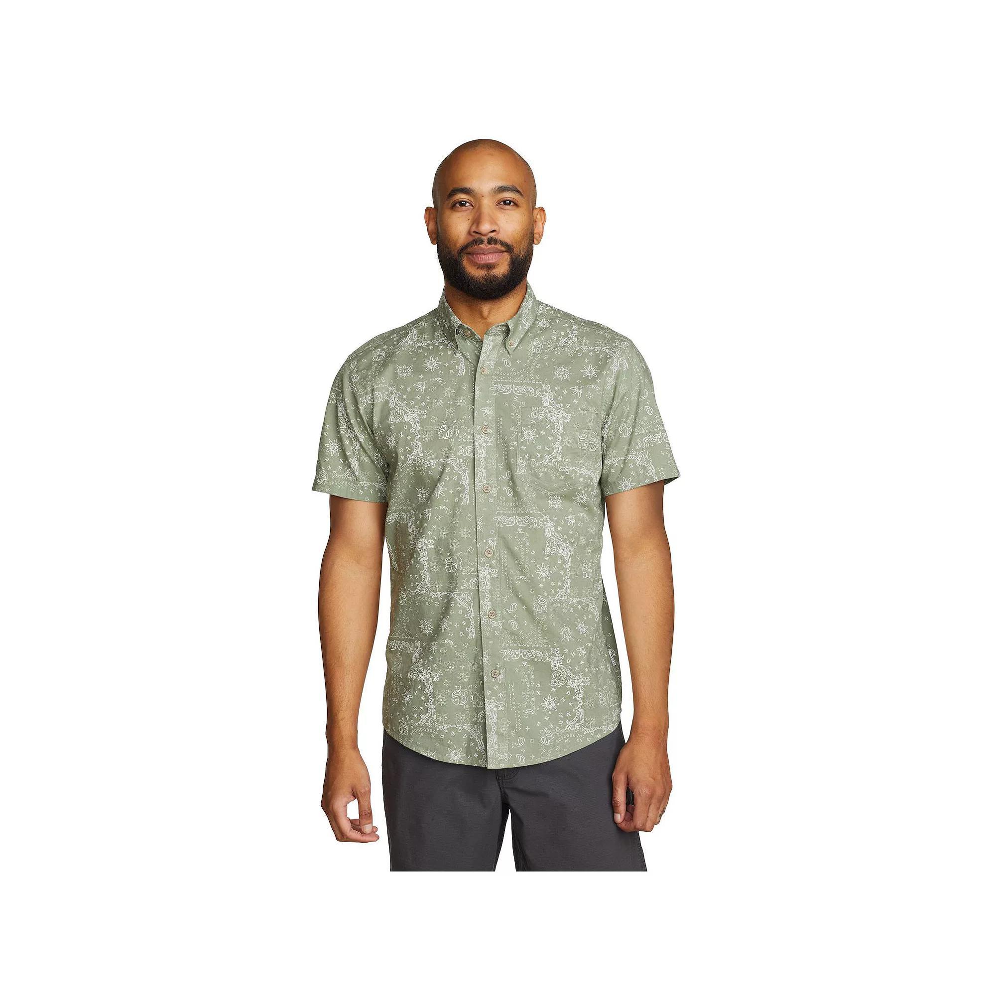 Men's Eddie Bauer Baja Print Short Sleeve Button-Down Shirt, Size: XXL, Green Product Image