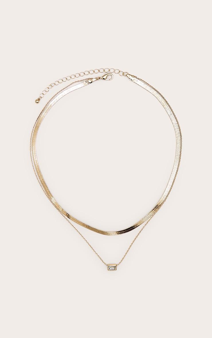 Gold Mini Diamante Layered Necklace Product Image