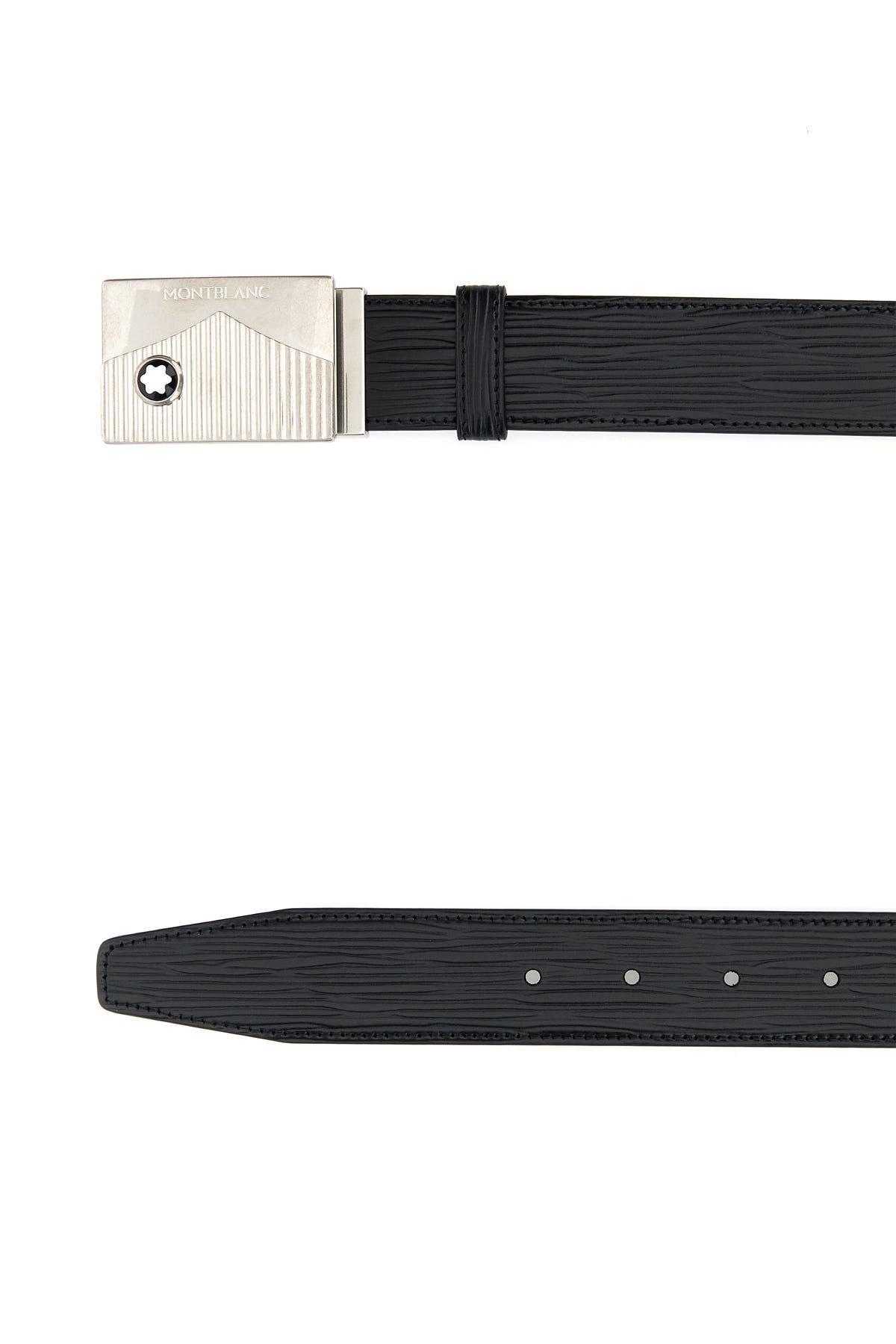 MONTBLANC Logo-plaque Leather Belt In Black Product Image