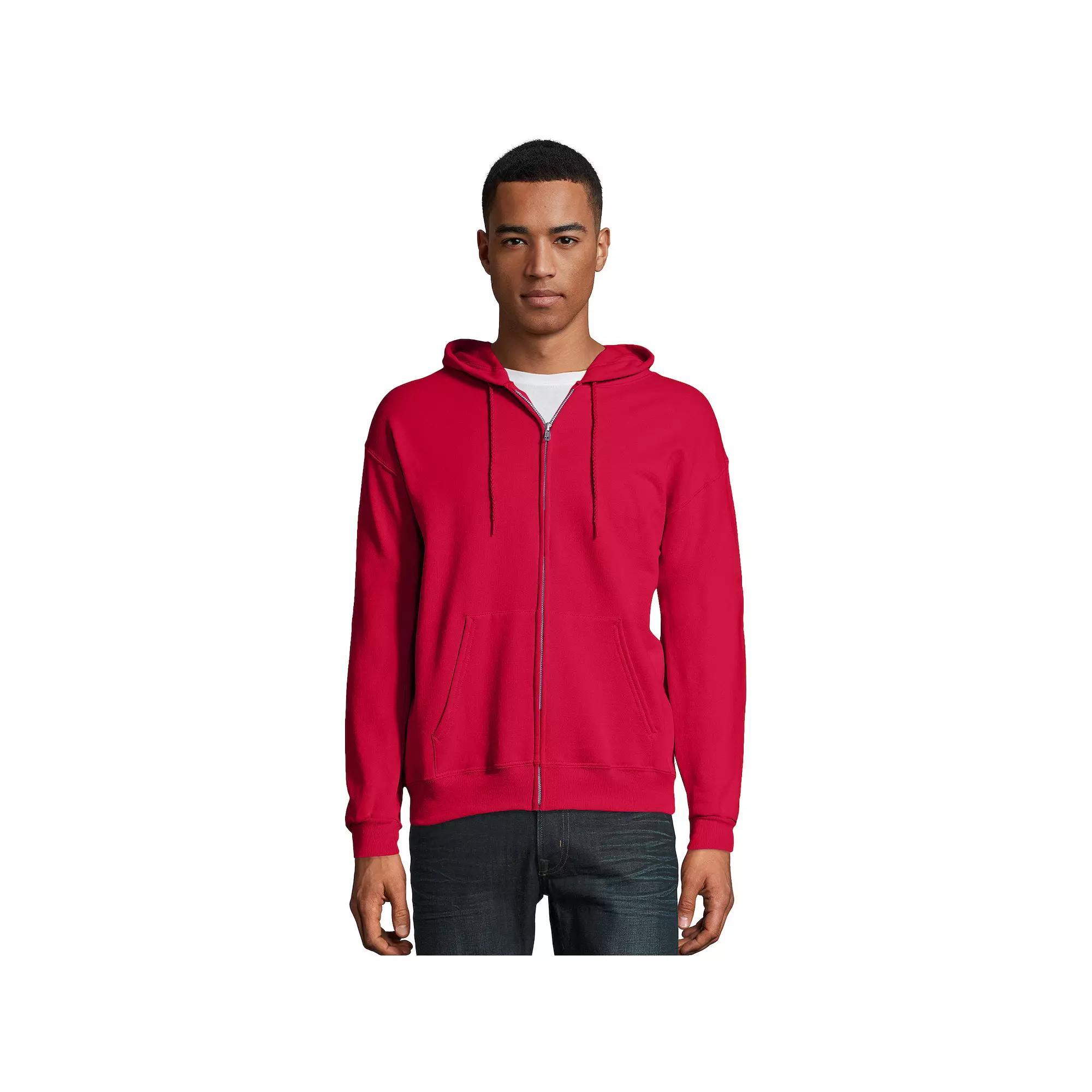 Men's Hanes® EcoSmart Fleece Full-Zip Hooded Jacket, Size: Small, Maroon1 Product Image