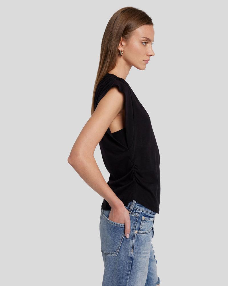 Ruched Sleeveless Tee Product Image