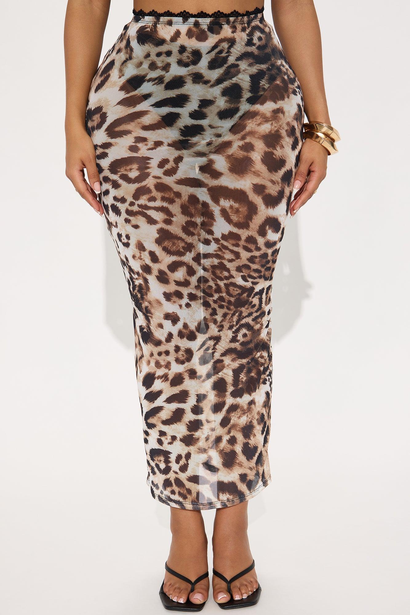 Acting Fierce Leopard Print Mesh Maxi Skirt - Brown/combo Product Image