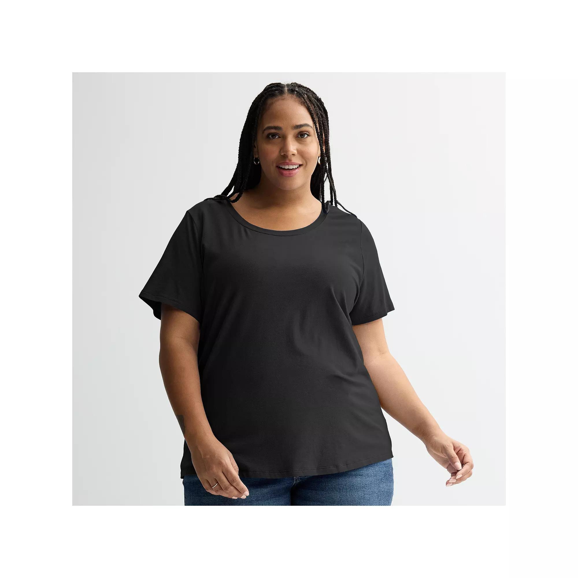 Plus Size Sonoma Goods For Life Relaxed Scoopneck Tee, Womens Product Image