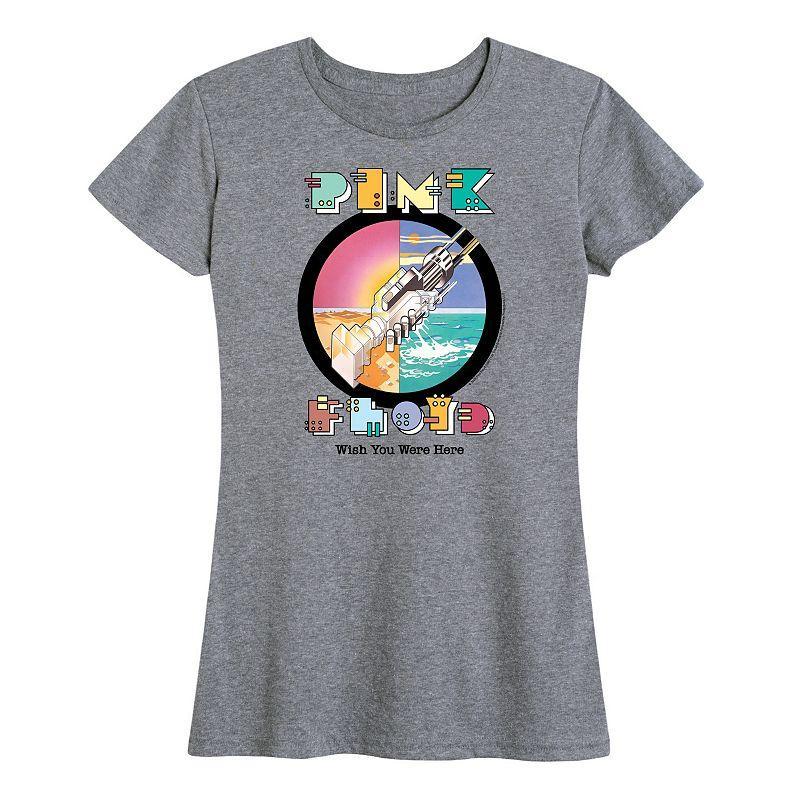 Women's Pink Floyd Robot Handshake Graphic Tee, Girl's, Size: Large, Grey Gray Product Image