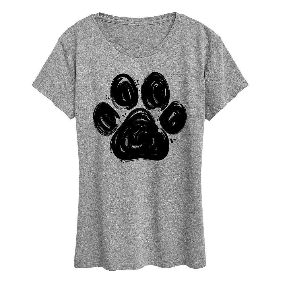 Women's Brushstroke Paw Print Graphic Tee, Girl's,  Product Image