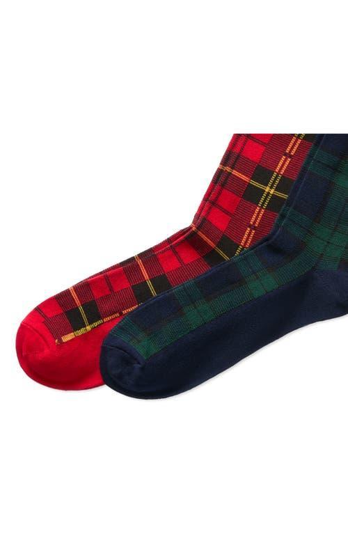 POLO RALPH LAUREN Plaid Cotton-blend Trouser Sock 2-pack In Navy Product Image