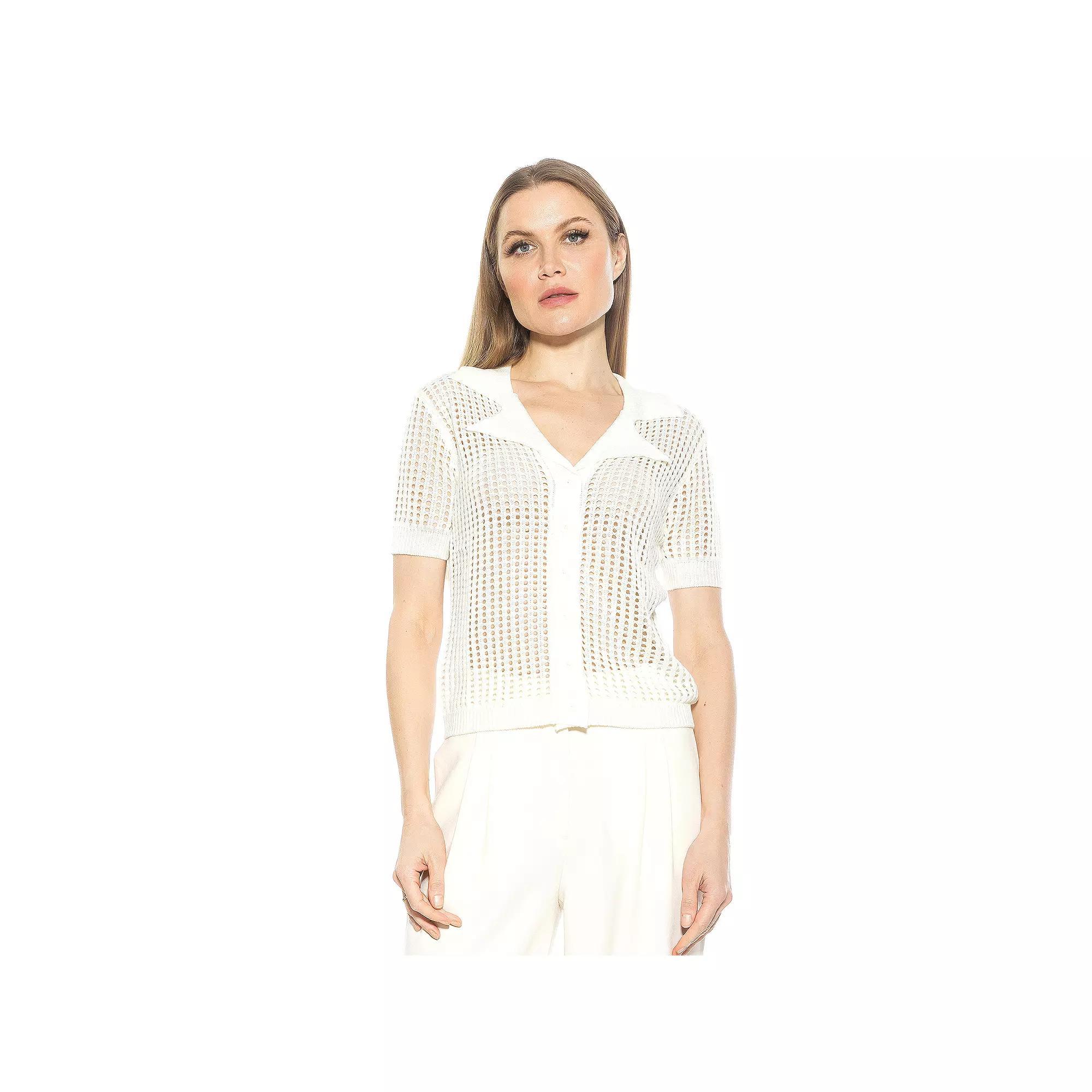 Women's ALEXIA ADMOR Josi Crochet Button Down Top,  Product Image
