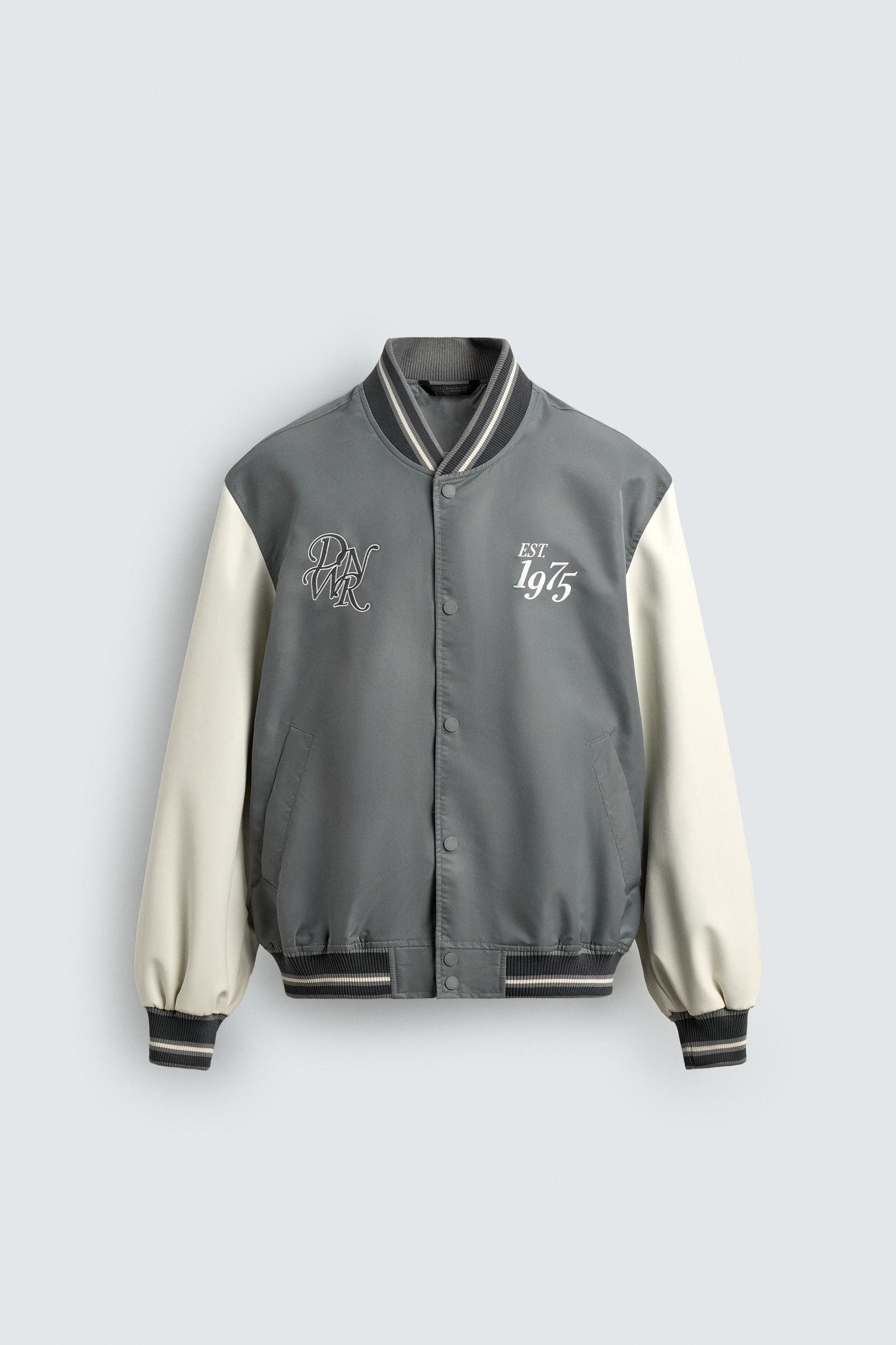 CONTRAST EMBROIDERY BOMBER JACKET Product Image