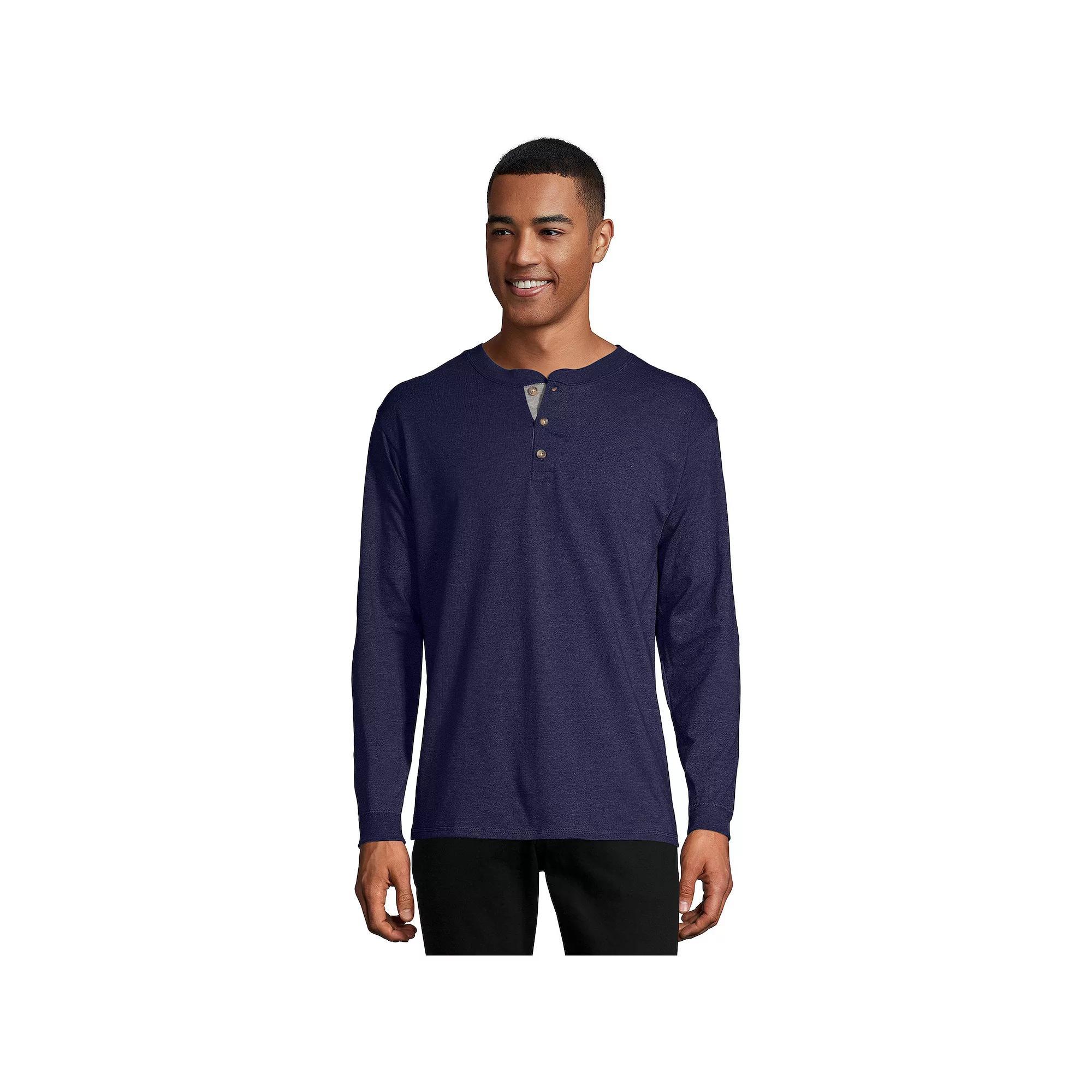 Men's Hanes® Beefy Heavyweight Henley, Size: Small, Dark Truffle Product Image