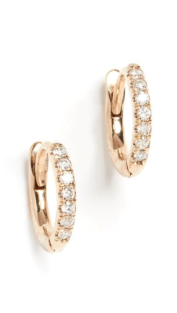 Zoe Chicco 14k Extra Small Pave Diamond Hinge Huggie Hoops | Shopbop Product Image