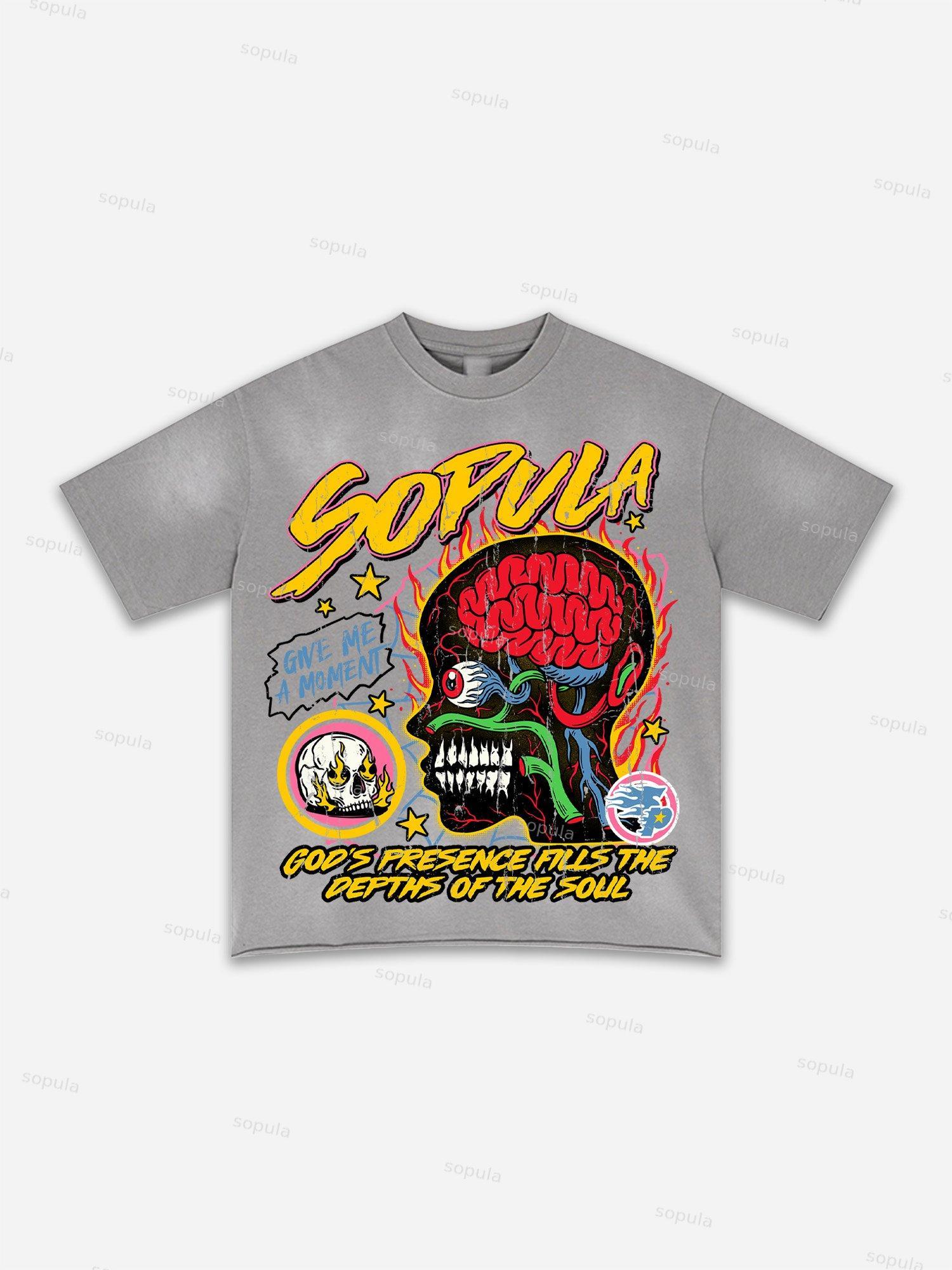 Street Goals Lip Braces Make Vintage Printed Graphic Washed T-shirt Product Image