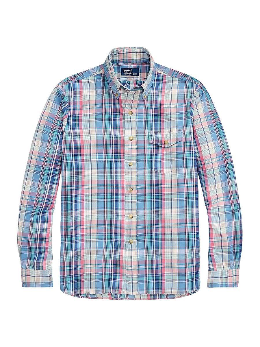 Mens Classic-Fit Plaid Twill Shirt Product Image
