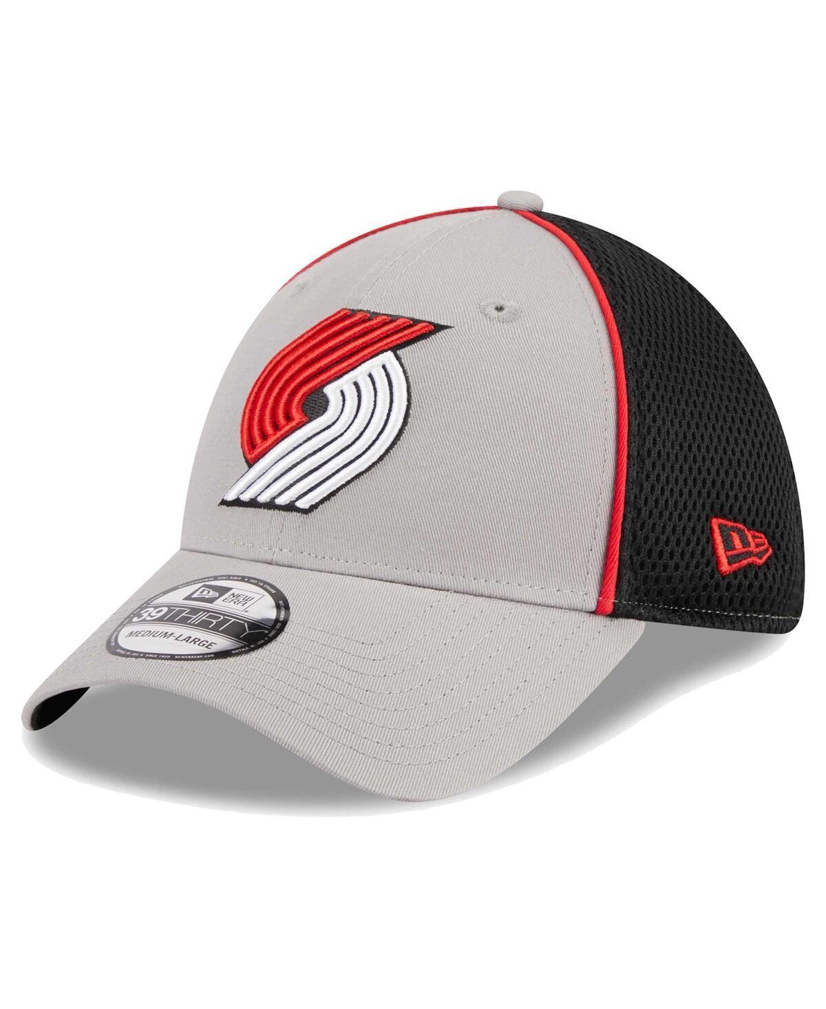 Mens New Era Gray/Black Portland Trail Blazers Piped Two-Tone 39THIRTY Flex Hat Product Image