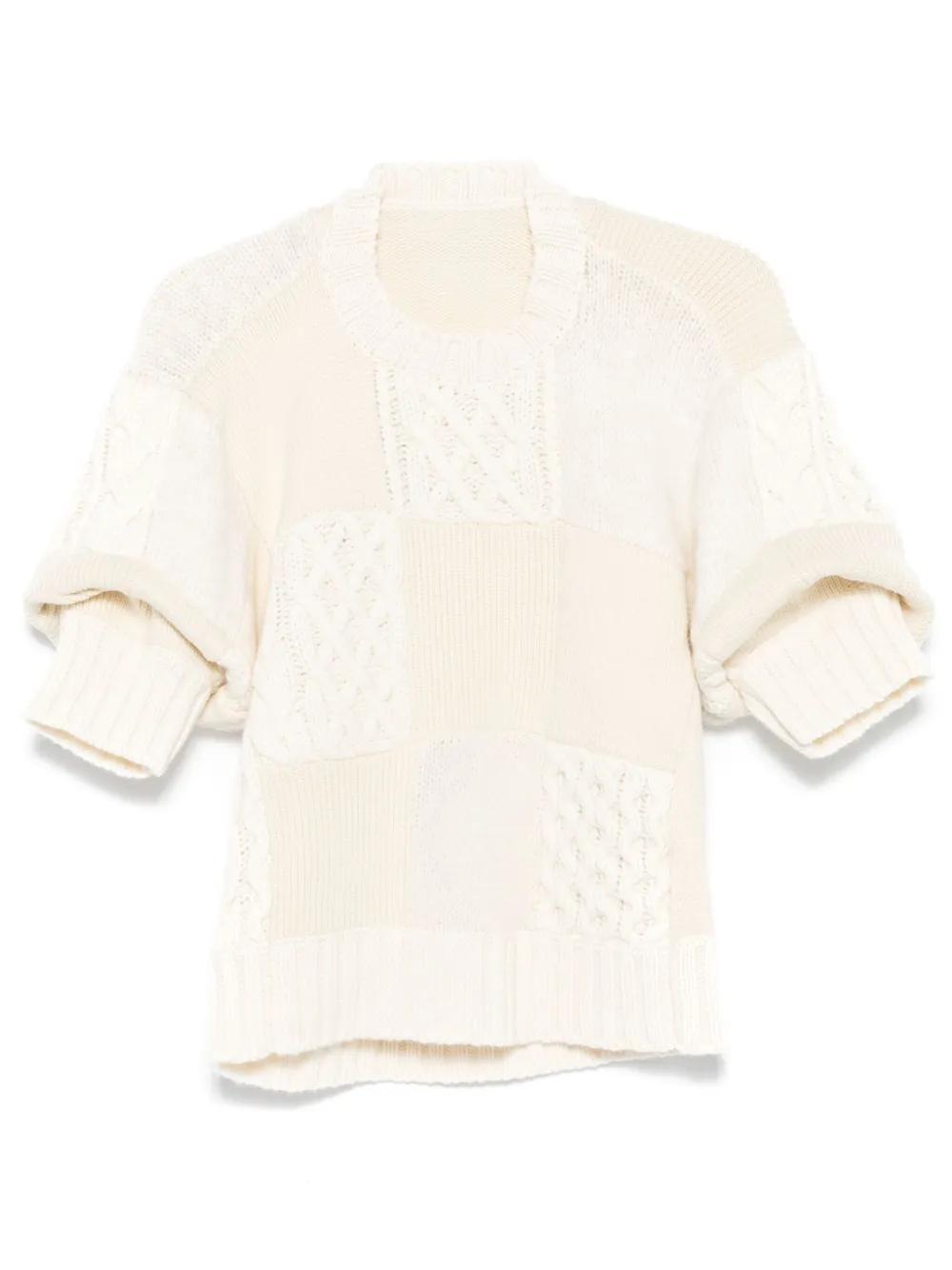 SACAI Panelled Sweater In White Product Image