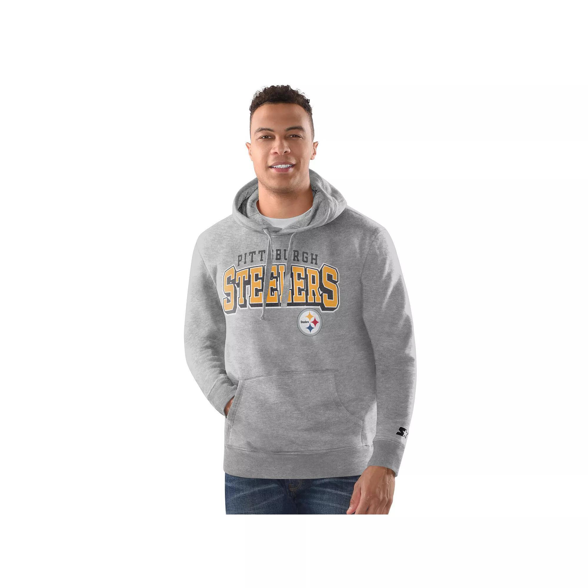Men's Starter Heather Gray Pittsburgh Steelers Vintage Pullover Hoodie,  Product Image
