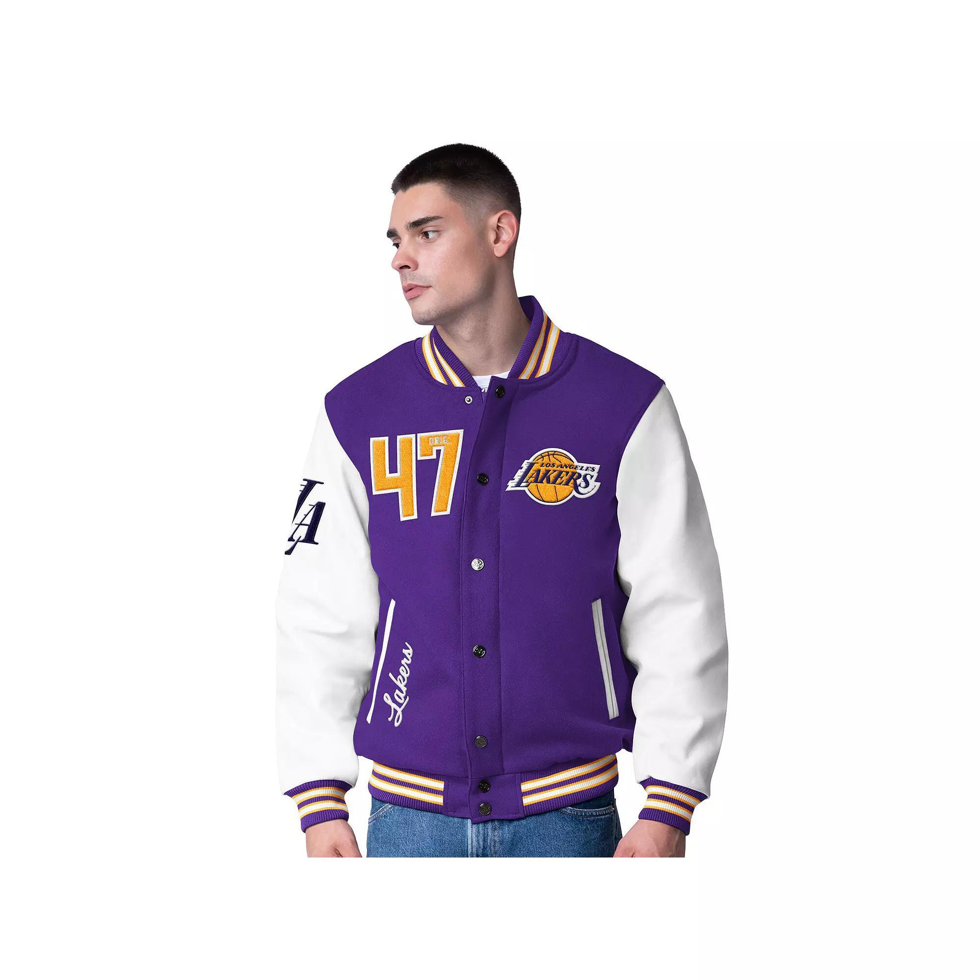 Men's G-III Sports by Carl Banks Royal Golden State Warriors Moneyball Wool & Leather Full-Snap Varsity Jacket,  Product Image