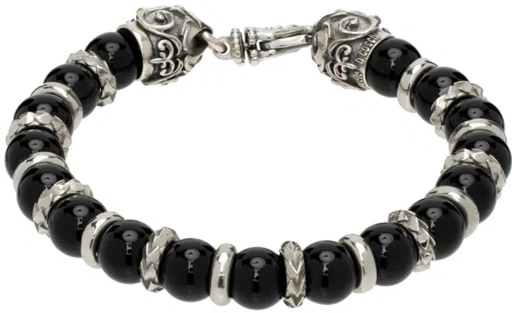 EMANUELE BICOCCHI Silver & Black Arabesque Beaded Bracelet Product Image